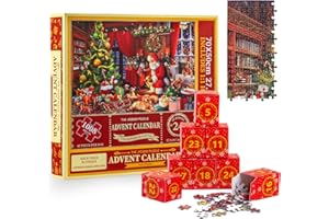 ECOSEAO Calendario dell'Avvento 2025 Puzzle di Natale, Puzzle dell'Avvento di 1008 pezzi, 24 Box Calendario Conto alla Rovescia, Regalo di Natalizio Adulti(Babbo Natale)