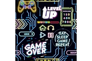 CHDITB Video Game Wallpaper,Gamer Wallpaper Self Adhesive(44 x 300CM) Teenager Bedroom Wallpaper,Video Game Controller Wall Decor for Boys,Neon Gaming Wall Stickers for Playroom Game Room Gift Decor