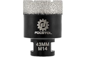 FOCSTOL Brocas Diamante - 43mm Corona Diamante para Porcelanico Baldosa Cerámica Mármol Granito Cuarzo para M14 Rosca Amoladora Angular