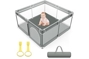 VANCLE Parc de Jeux 127 x 127cm, Avec Coussinet Antidérapant Doux et Maille Respirante, Cour de Jeu Intérieur et Extérieur Centre d'activités pour Bébé/Enfant/Tout-Petits (127 Non Tapis))