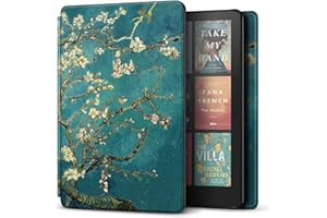 TNP PRODUCTS TNP Case for Kindle Paperwhite 12th Generation 2024 / Kindle Colorsoft Signature Edition - 7" PU Leather Protective Folio Cover for Kindle Paperwhite Kids with Auto Sleep/Wake, Almond Blossom