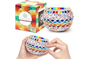 Augesak Kit Mosaico Creativo Adulti, Kit Mosaico Fai da Te, Candele Portacandele Vetro per Mosaicos Fai da Te Artigianale