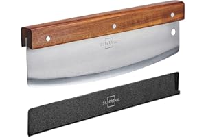 SILBERTHAL Cortador de pizza profesional grande - Cortapizzas acero inoxidable y madera - Corta pizza con protector