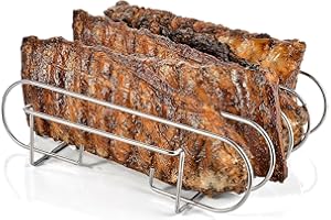 YIMINI Spareribs Halter Grill, Rippchenhalter Spareribs, Rippchenhalter Grillen, Halter BBQ Grill, Rib Holder, Halter Grill Braten, Metall Grill Halter, Napoleon Grill Zubehör, Für Rippchen, Grill (Silber)