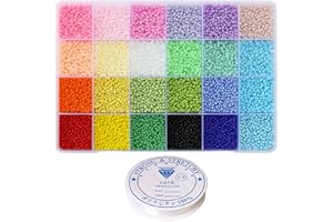 Bala&Fillic Size 10/0 Glass Seed Beads About 13200pcs in Box 24 Multicolor Assortment Craft Seed Beads for Jewelry Making (About 550pcs/Color, 24 Colors)