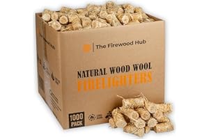 THE FIREWOOD HUB 1000 Wood Wool Fire Lighters - Natural Firelighters, Long Burn Time Up to 10 Minutes, Ideal Fire Starter for Wood Burners, BBQ, Fireplace, and Campfires