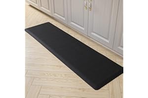 Carvapet Anti Fatigue Kitchen Mat 20MM Thick Cushioned Kitchen Standing Mats Floor Mats PVC Waterproof Runner Rug for Standing Desk, Kitchen, Office(Balck,44x152x2cm)