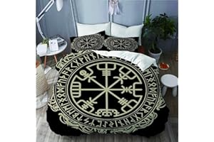 RFFLUX 3D Viking Bed Linen Set 135 x 200 cm 2-Piece with Zip Soft and Comfortable Sleeping Comfort Microfibre Duvet Cover Viking Children's Bedding with Pillowcase 80 x 80 cm