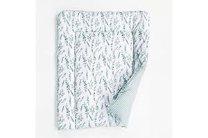 BABEES Wickelauflage Wickelunterlage 70x50 cm 100% Baumwolle Mädchen Junge Baby Kinder zweiseitig (EUKALYPTUS)