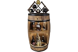 CREATIVE COOPER Barril LED con soporte para vino, barril de madera, 80 cm, decoración rústica, armario para vino, barril, whisky, barril de cerveza, armario para vino (wengué)