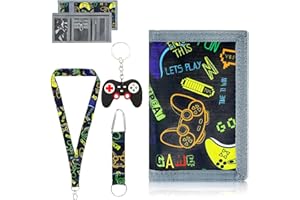 LUXSTELLAR Monedero para niños y niños, juego de 4 piezas con triple billetera plegable para niños de poliéster resistente, cordón ajustable, cartera para niños, para escuela, ocio, viajes