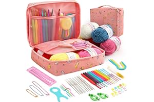 MPEIPILA Kit Uncinetto Principianti, Amigurumi Professionale Completo Con Lana, Ergonomico e Caso, Set Con Filo e Accessori