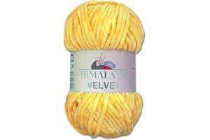 Wohnkult Himalaya 90013 - Laine Velvet Dolphin - 100 g - 40 couleurs au choix - Fil chenille à tricoter - Pelucheux et brillant - Pour accessoires, vêtements et couvertures - Jaune