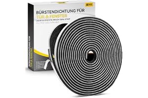 Inwee självhäftande dörr- och fönsterborsttätning, 6 m (L) x 9 mm (B) x 5 mm (T), dragstopper för dörrar, borsttätning för sk