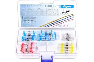 Flytuo 100PCS Solder Seal Wire Connectors Heat Shrink Wire Connectors, Solderstick Waterproof Solder Wire Connector Kit, Electrical Wire Terminals, Marine Insulated Butt Splices