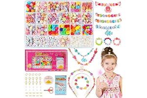 WEVOL Lot de 700 perles à enfiler pour enfants - Perles colorées pour colliers, bandeaux, cadeaux de Noël et cadeaux d'anniversaire