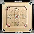 KORNERS Carrom with Ludo Board Including Coins, Striker, Powder and Ludo Coins (Round Pocket) - Sky, Medium Size