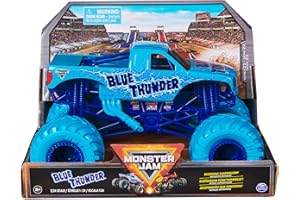 Monster Jam, Official Blue Thunder Monster Truck, Collector Die-Cast Vehicle, 1:24 Scale, Kids’ Toys for Boys and Girls Aged 3 and up
