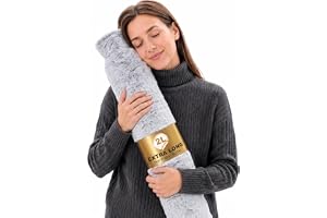 Iyxeo Extra lång varmvattenflaska med lock UK – 75 x 13 cm varmvattenflaska i gummi för nacke, axlar och ryggsmärtlindring, m
