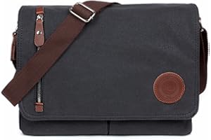 LOSMILE Umhängetasche, Vintage Canvas Schultertasche Herren.(Schwarz)