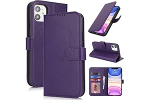 Zouzt Hülle für iPhone 11 6,1-Zoll, Stoßfestes PU Leder Handyhülle Lederhülle Klapphülle mit Kartenhalter und Standfunktion Flip Leather Wallet Phone Cover (Dunkelviolett)