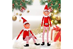 LPAOIS Elfo Navidad 40cm Juego de Elfos Muñeca Suave de Pierna Larga Travieso Duende, Santa Divertida Figura de Elfos Que se comportan Mal con Cuerpo Suave y Cara de Vinilo, niño Elfo Decoración
