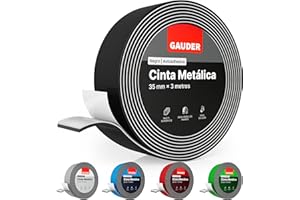 GAUDER Cinta metálica autoadhesiva - Banda magnética para imanes y Figuras Tonie® & estanterías - Cinta ferrosa & banda de hierro para manualidades y organización (3 m x 35 mm - negro)