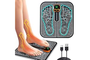 LEMENG Masajeador de pies EMS Masajeador de Pies, Masajeador Plantar Eléctrico Plegable y Portátil, para Circulación Sanguínea y Alivio del Dolor Muscular, 8 Modos y 19 Intensidades