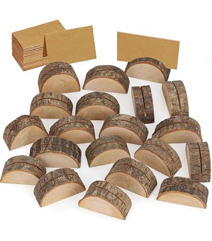 Segnaposto In Legno Per Tavoli - Set Da 50 Pezzi, Con Carte, Per Matrimoni, Compleanni, Ristoranti