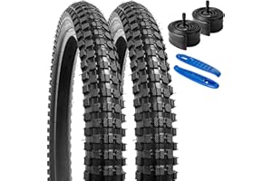 YunSCM 2PCS Plegable 20 Pulgada Neumáticos 20X2.40 ETRTO 64-406 más 2PCS 20 Pulgada Cámara de Aire AV32mm Valve Compatible Bicicleta de montaña, Bicicleta Urbana 20X2.35 20X2.40 Neumáticos