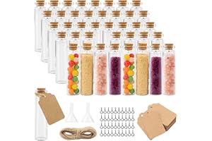 MXTIMWAN 40pcs Botella de Vidrio Mini - 20ml Pequeños - Botellas Con Tapa de Corcho para Invitados Bodas, Decoración, Fiesta, Especias y Mermelada