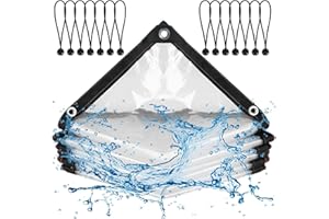 FOGAWA Lona Transparente Exterior 3 x 4 m Toldo Transparente, Lonas Impermeables Exterior con Ojales Plastico Invernadero para Plantas Invernadero Jardines Camiones Cenadores