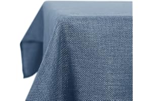 Deconovo Tovaglia Quadrata in Finto Lino per Festa, Copritavolo per Matrimonio, 150x150 CM, Blu Acciaio, 1 Pezzo