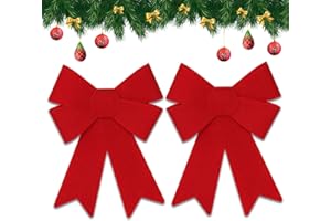 LARDUX Large Christmas red Bows,12”x9”Christmas Tree Bow Decorations Outdoor,PVC for Garland and Indoor Decoration,Wreath Fence Stairs Railing Fireplace Home Party Decorations.