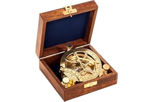 Casa Vivente Sonnenuhr-Kompass aus Messing mit eleganter Holzbox, Nautische Geschenkidee