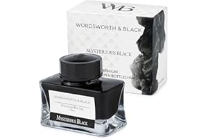 ‎WORDSWORTH & BLACK Wordsworth and Black Füllfederhalter-Tintenflasche (50 ml), [Schwarz] Füllfederhalter Tinte in Flaschen; Flasche im klassischen Design Glatter Fluss 50 ml