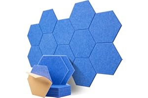 ‎KUCHOOW Hexagon Akustikplatten Selbstklebend, 12 Stück Hohe Dichte Schallabsorber Wand für Decken-/Tür-/Wanddekoration und Akustische Behandlung, Abgeschrägte Kante Akustikschaumstoff (30x26x0.9cm)