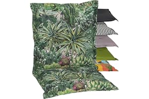 Beo Coussin d’extérieur Dossier Bas Nizza | Fabriqué en UE qualité Premium | Coussin Fauteuil Jardin résistant aux UV et Lavable | Coussin pour Chaise Respirant | Motif Cactus en Vert