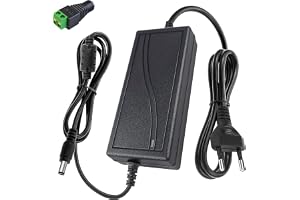 12 V 5 A 60 W nätadapter, stabil laddningstransformator med överspännings-/överhettningsskydd, strömförsörjning 100–240 V AC
