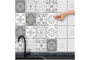 ‎FOLIESEN FoLIESEN Tile Stickers, Self-Adhesive Tile Film for Bathroom and Kitchen, Decorative Adhesive Film for Wall Tiles, Kitchen Splashback and Trims, Patchwork No. 4, 20 x 25 cm, 16-Piece Set
