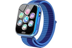 SERUDA Smartwatch per Bambini con Chiamata SOS, Telefono Orologio Intelligente con Fotocamera Musica Pedometro Giochi Audio Storie Della Buonanotte Tempo Insegnante Smartwatch per Ragazzi Ragazze - Blu