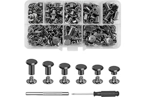 xiaoxiaozhijia 110 Pezzi di Rivetti per Cuoio,Set di Rivetti a Vite M5,Lunghezza delle viti 4/5/6/8/10/12 mm,Borchie per Cuoio per la Decorazione Della Pelle Fai da Te (Gunmetal)
