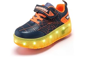 Aizeroth USB Recharge Multiple Colour LED Roller Skate Shoes Automatic Retrectable Technical Skateboarding Skates Cross Trainers Multisport Outdoor Running Sneakers for Boys and Girls Festival Gift