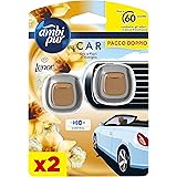 Ambi Pur Profumatore Auto, 2 Deodoranti Auto, Fragranza Oro e Fiori di Vaniglia, Elimina Odori, Facile da Agganciare, Fino a 