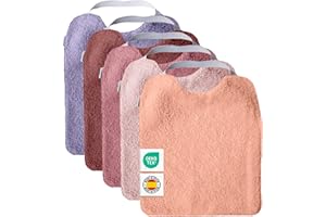 MIMUSELINA Pack de 5 Baberos Bebe Impermeables BLW Reutilizable | Babero Bebe Recien Nacido de Rizo y Algodón Premium | Baberos Grandes con Certificación OEKO-TEX y Sin BPA | Fabricados a Mano España
