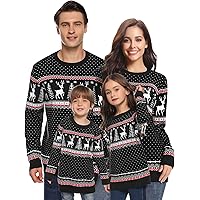 Aottori Christmas Jumpers for Women UK Men Xmas Jumper Novelty Reindeer Christmas Sweater Long Sleeve Knitted Pullover Sweats
