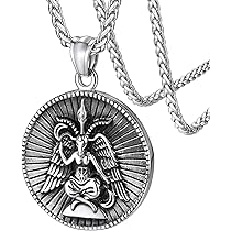 Collana Uomo Baphomet In Acciaio Inox - Ciondolo Satana Lucifero Per Stile Rock E Hip Hop - Foto 10