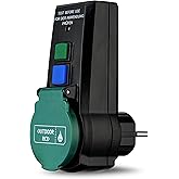 REV DI Steckdose, FI Schutzschalter, Steckdosenadapter, IP44, Auslösezeit 30ms, 3600W, schwarz