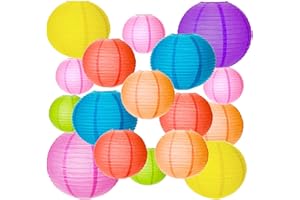 20 pezzi Lanterne di Carta Rotonde Cinesi MEZOOM Lanterne Cinesi Colori Stile Palloncino Lanterna di Carta Decorazione Colori Assortiti per Giardino Festa di Compleanno Famiglia Riunioni Patio