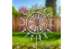 Shiawase Mulino a Vento in Metallo, Unico e Magico, Turbina Eolica Cinetica 3D da Giardino in Metallo, Girandola Eolica da Giardino, Girandola Eolica Cinetica, per Giardino, Patio, Prato